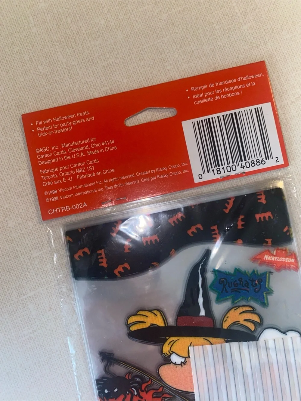 Nickelodeon Nicktoons Rugrats Vintage 1998 Carlton Cards Halloween Party Bags